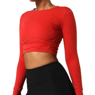 China Breathable Fitness Yoga Wear Women Long Sleeve Shirts Sexy Yoga Running Solid Gym Sports Top for sale