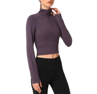 China New Arrival Breathable Long Sleeve Yoga Jacket Yoga Crop Top Zipper Shirt Workout Apparel For Women for sale