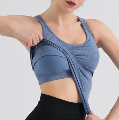 China New Breathable Yoga Vest With Chest Pad Women's Breathable Fitness Sport Wear With Halter Top for sale