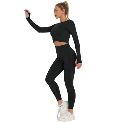 China Breathable Seamless Yoga Set 2 Piece Long Sleeve Gym Clothes High Waist Leggings Fitness Sets for sale