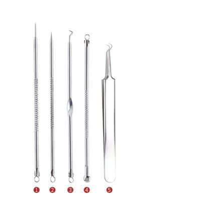 China 5pcs Skin Care Stainless Steel Blackhead Acne Needles Professional Curved Straight Tweezers Face Care Clip for sale