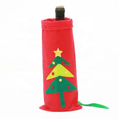 China Christmas Santa Wine Bottle Cover Bags Christmas Day Decoratiom with Red Drawstring for Party Decoration Table Decor Xmas Gift for sale