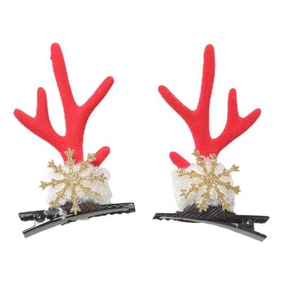 China New Party Christmas Hairpin Snowflake Antler Pairs Clip Elks Kids Dangle Bill Hairpin for sale