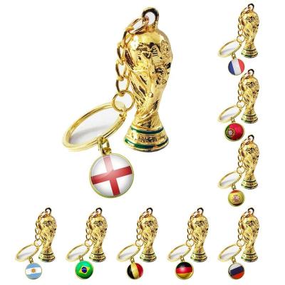 China 2022 Gold Suvenir Gift Qatar World Cup Trophy Metal Keychain 3D Football Trophy Keychains Fan Souvenir Decoration for sale