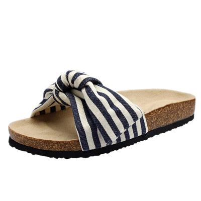 China Lightweight Outdoor Wholesale Customized New Fashion Design Bowknot Buckle Strap Cheap Flat Cork Sole Murah Slipper Slide Sandals for sale