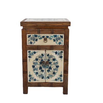 China Chinese reproduction bedside cabinet bedroom furniture hand-painted drawing side cabinet (size) adjustable for sale