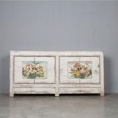 China 2020 New Design European Chinese Soft Color Antique Furniture Dry Paint Cabinet For Living Room for sale