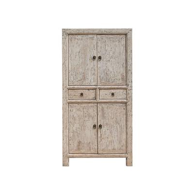 China 2020 New Design European Chinese Soft Color Antique Furniture Dry Paint Wardrobe For Living Room for sale