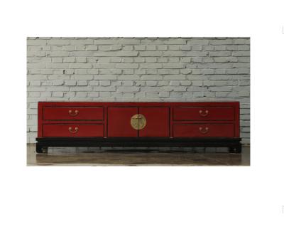 China (Size) High Gloss Solid Wood Handcrafted Adjustable Red Color TV Cabinet for sale