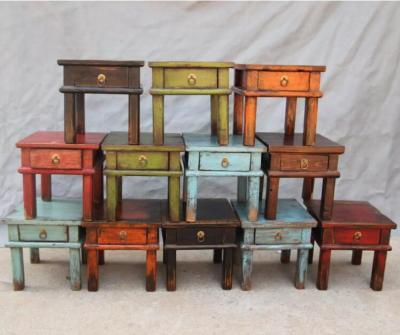 China Eco - Friendly Chinese Antique Wooden Square Baby Stool With Drawer for sale