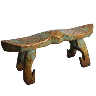 China Environment Friendly Chinese Antique Old Elm Double Fish Stool, Bar Stool, Dining Chair for sale