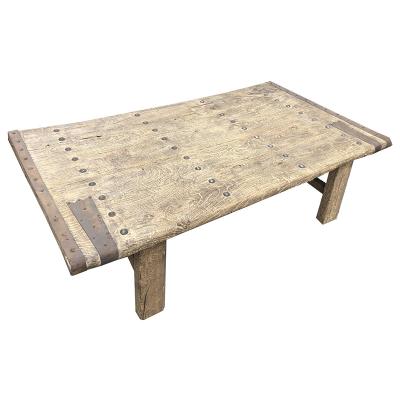 China Chinese antique europe elm door coffee table with iron nail for sale