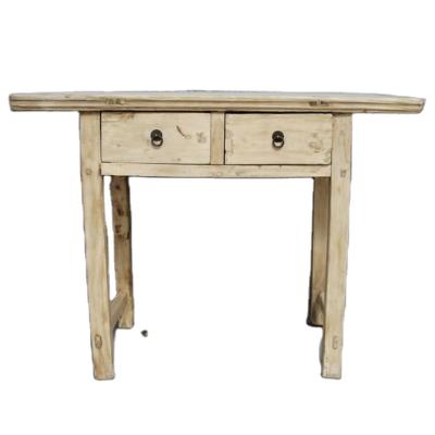 China (Size) Old Antique Chinese Adjustable Recycle Wood Two Drawer Side Table for sale