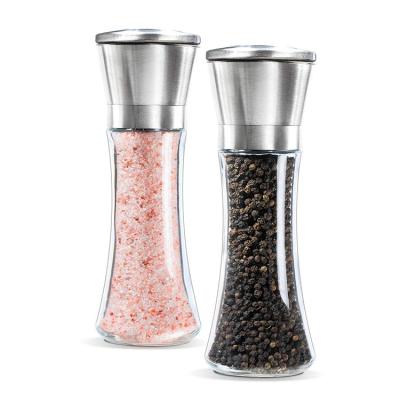 China Viable Glass Ceramic Stainless Steel Shaker Manual Salt Mill Pepper Grinder for sale