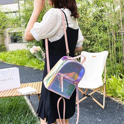 China Water Proof Summer Style Laser Backpack Transparent PU Jelly Bag Girls Fashion Mini Portable Backpack for sale