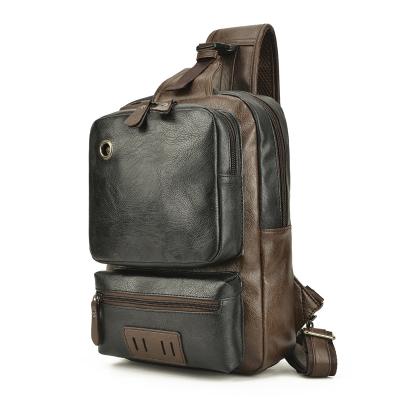 China Waterproof Customize Waterproof PU Leather Chest Bag High Capacity Messenger Shoulder Bag for sale