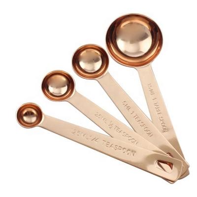 China Latest Design 4pcs Viable Rose Gold Metric Measuring Spoon Set for sale