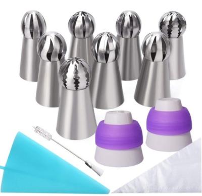 China High Quality Viable Kitchen Tool Russian Baking Tools Piping Tips Set 23 PCS Russian Cake Decorating Tips for sale