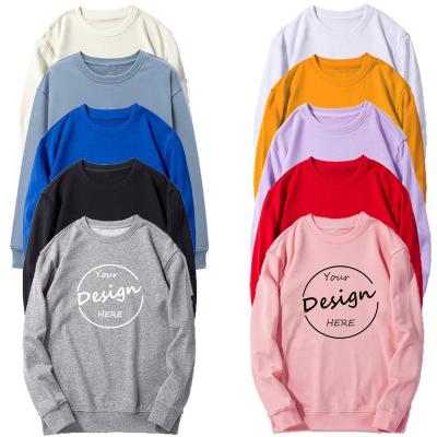 China Custom women anti-pilling pink crewneck pullover hoodies printed plain cotton gray mens sweaters blank sweatshirt unisex crewneck for men for sale