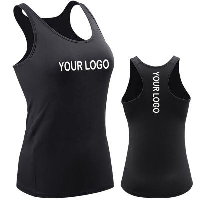 China Breathable Custom Logo Printed Single Tank Sports Slim Fit Top Wholesale Empty Ladies Polyester Tank Tops Fitness for sale