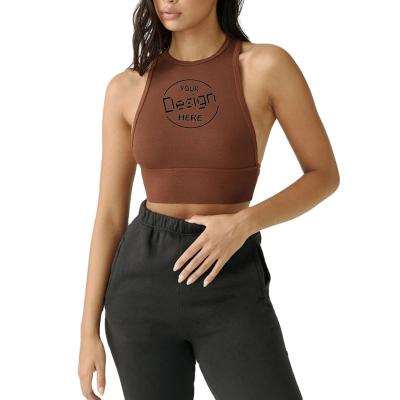 China Breathable Custom Sportwear Shirt Ladies Sleeveless Yoga Jogging Crewneck Brown Women Running Tank Tops Tank Tops for sale