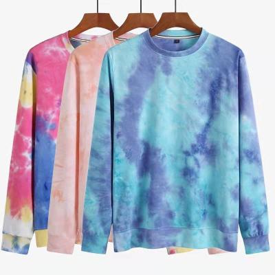 China YS12283 High quality 100% cotton crewneck sweatshirt tie anti-pilling dye all over print unisex crewneck sweatshirt for sale