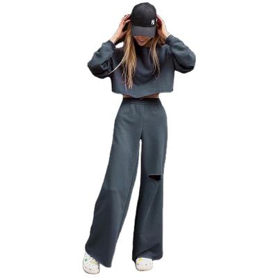 China OEM Breathable White Comfort Custom Logo Cropped Casual Ladies Sweatsuits Women Sweatsuits Simple Wholesale for sale