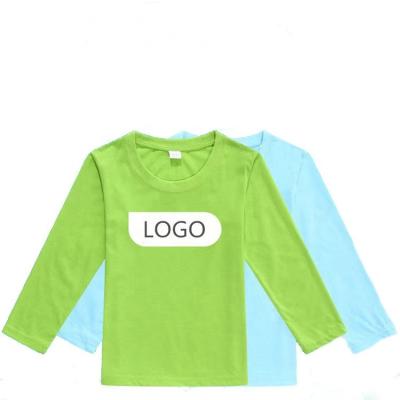 China YS0125B Factory Custom LOGO Long Sleeve T-shirt Girls Boys Kids Solid Color Casual Children Kids Long Sleeve Tees for sale