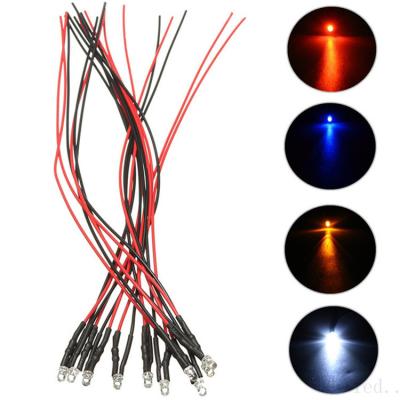 China Custom Toy Blinking 12V 5mm 3mm 10mm RGB LED Cable Connector Diode Light Color With Plastic Holder for sale