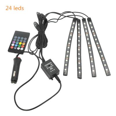 China Easy Wireless Remote Auto Decorative Car Decorative Lamps RGB Voice Control Voice Atmosphere LED Interior Strip Light for sale