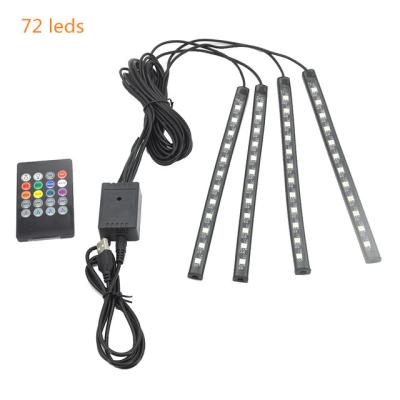 China 36/48/72 LED Car Atmosphere Decoration Light Voice Interior Easy Music Control RGB LED Auto Strip Lights for sale