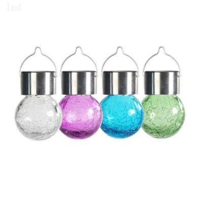 China Garden Christmas Hanging Solar Light Colorful Cracked Hanging Ball Light Waterproof Outdoor Solar Lantern for sale