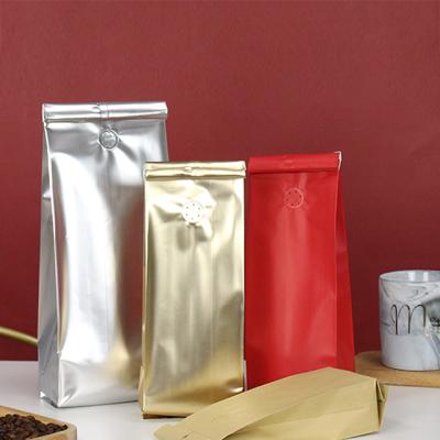 China Wholesale tie desgin aluminum foil food factory gold gusset organ side coffee bag with valve for sale