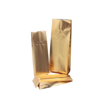 China 250g 8oz Gold Wholesale Recyclable High Quality Aluminum Foil Plastic Coffee Tin Tie Packaging Bags With Valve for sale