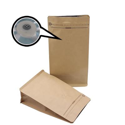 China BIODEGRADABLE Brown 500gr Kraft Paper Bags For Cafe Biodegradable Flat Bottom Gusset for sale