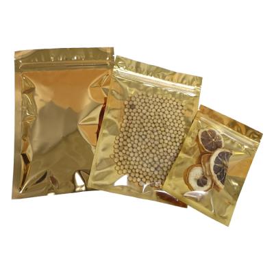 China Recyclable Long Term Storage Three Side Plastic Packaging Gold Sealing Aluminum Food Bag for sale