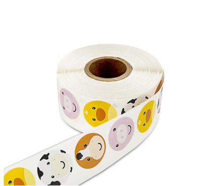 China Waterproof 4 Animals Reward Stickers Roll Cute Stickers For Adhesive Labels Scrapbooking Kids DIY Decor Animal Stickers for sale