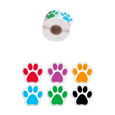 China Waterproof Colorful Bear Paw Labels 6 Colors Paw Print Stickers Dog Cat Stickers Stationery Supply Teacher Reward Kids Animal Stickers for sale