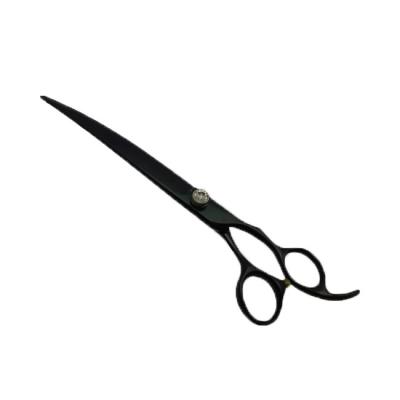 China Durable Japanese Black 440c Color Curved Blade Dog Pet Grooming Scissors for sale