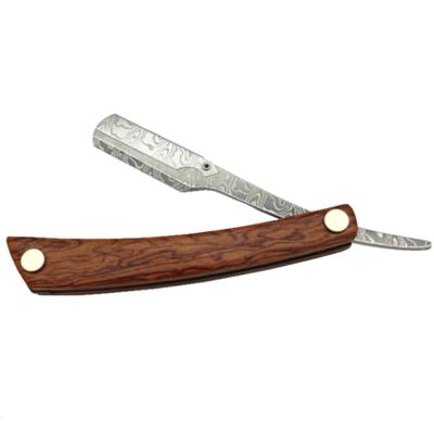 China Single Blade Wood Handle Single Blade Razor With Damascus Pattern for sale