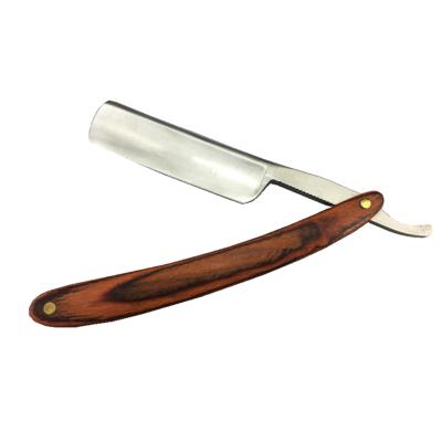 China Stainless Steel Single Blade Shaving Ready Straight Shaving Razor With Wooden Handle for sale