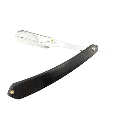 China Single Handle Stainless Steel Blade Black Wooden Disposable Saw Holder Barber Shaving Razor for sale