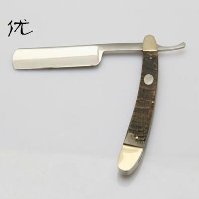 China Single Handle Professional Solid Permanent Classic Straight Blade Horn Blade Shaving Razor TR016-1 for sale