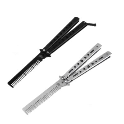 China Home Stainless Steel Butterfly Comb For Practice Balisong Butterfly Comb Knives Training Trainer for sale