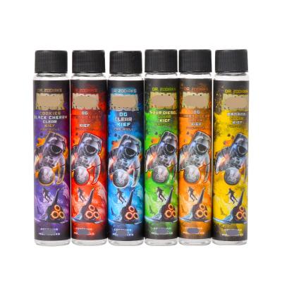 China Smell Proof Moonrock Pre-Rolled Empty Glass Tube Packaging Custom Brands Dankwoods Cork Top Holographic Stickers Pre Rolling Packaging for sale