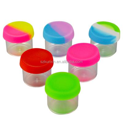 China New 5ml 6ml Air Jar Oil Wax Glass Containers Round Silicon Container Bottles Tight Cap Clear Cream Container With Lids for sale