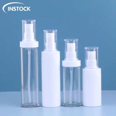 China Luxury Frosted Cosmetic Bottles 50ml Clear White Plastic Spray Bottle For Hair Care for sale