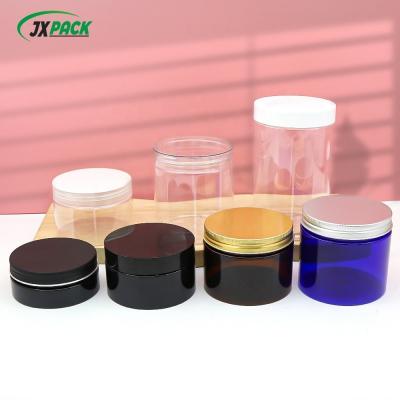 China Transparent Cosmetic Cream Jar Containers ,  1000ml Plastic PET Jar With Aluminum Lid for sale