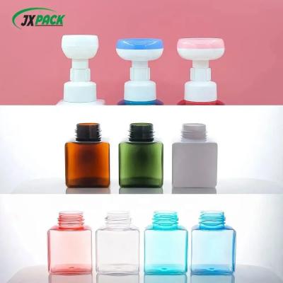 China Empty skin care foam pump bottle 100 120 150 200 250ML white bath soap foam bottle transparent pet flower foam bottle for sale