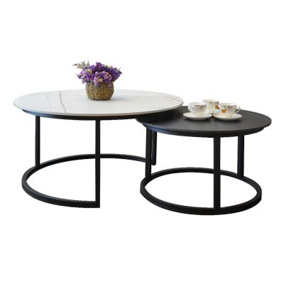 China Wholesale Modern Metal Coffee Table Round Stainless Steel Table Hotel Living Room End Marble Top Side Table for sale